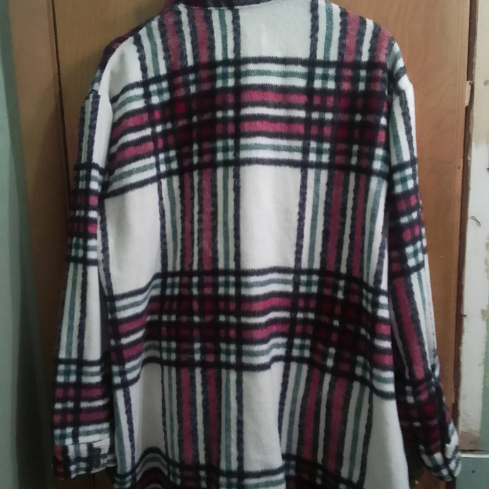 Natural Reflections Plaid Teddy Jacket/ Flannel Shacket in Red, Black, and White